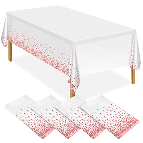 ELECLAND Party-Tischdecke aus Kunststoff in Weiß und Roségold, 137 x 274 cm, rotgoldfarbene Punkte, rechteckige Party-Tischdecke für Picknick, Babyparty, Hochzeit, Geburtstagsdekoration, 4 Stück ELECLAND Party-Tischdecke aus Kunststoff in Weiß und Roségold, 137 x 274 cm, rotgoldfarbene Punkte, rechteckige Party-Tischdecke für Picknick, Babyparty, Hochzeit, Geburtstagsdekoration, 4 Stück von ELECLAND