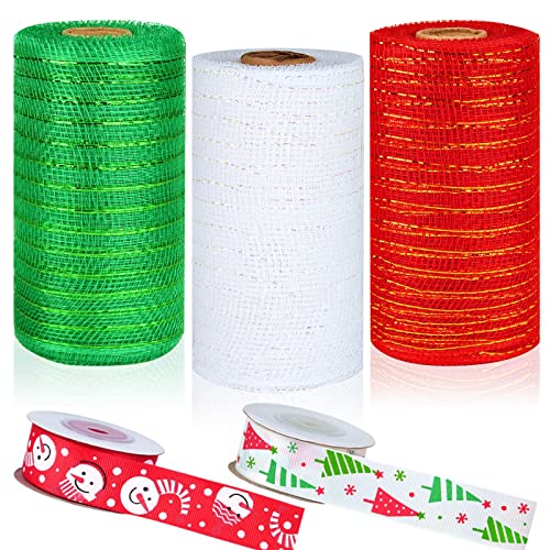ELECLAND Weihnachtsband zum Basteln, 6 Zoll Poly-Mesh-Band für Kranz 90 Fuß Metallic-Folie Rot/Grün/Weiß Mesh-Rollen für Weihnachtsdekorationen Weihnachtskranz Bastelbedarf ELECLAND Weihnachtsband zum Basteln, 6 Zoll Poly-Mesh-Band für Kranz 90 Fuß Metallic-Folie Rot/Grün/Weiß Mesh-Rollen für Weihnachtsdekorationen Weihnachtskranz Bastelbedarf von ELECLAND