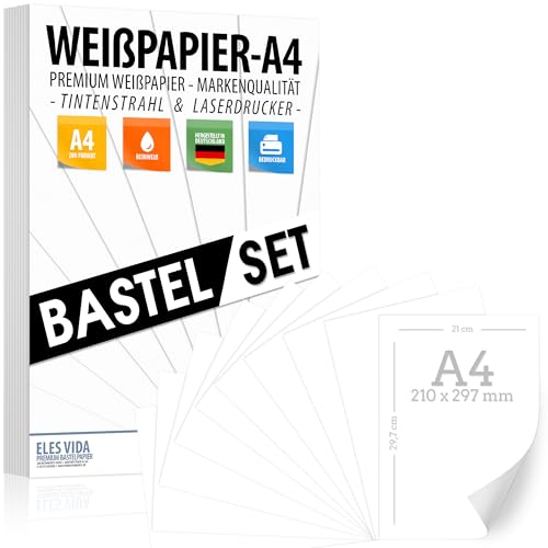 150 Blatt Weisser Bastelkarton DIN A4 Set - 80g & 130g & 160g & 220g & 300g - 21x29,7 cm - Druckerpapier Weiss unbedruckt für Fotografie, Präsentationen, FOTOKARTON, Scrapbooking, MADE IN GERMANY 150 Blatt Weisser Bastelkarton DIN A4 Set - 80g & 130g & 160g & 220g & 300g - 21x29,7 cm - Druckerpapier Weiss unbedruckt für Fotografie, Präsentationen, FOTOKARTON, Scrapbooking, MADE IN GERMANY von ELES VIDA