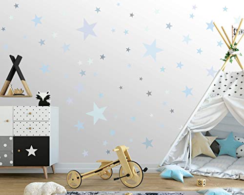 ELES VIDA - 50 Sterne Wandtattoo fürs Kinderzimmer - Wandsticker Set - Pastell Farben, Baby Sternenhimmel zum Kleben Wandaufkleber Sticker Wanddeko - Kleinkinder, Auch für Rauhfaser, Blau Pastell ELES VIDA - 50 Sterne Wandtattoo fürs Kinderzimmer - Wandsticker Set - Pastell Farben, Baby Sternenhimmel zum Kleben Wandaufkleber Sticker Wanddeko - Kleinkinder, Auch für Rauhfaser, Blau Pastell von ELES VIDA