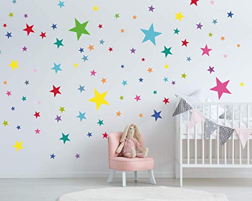 ELES VIDA - 50 Sterne Wandtattoo fürs Kinderzimmer - Wandsticker Set - Pastell Farben, Baby Sternenhimmel zum Kleben Wandaufkleber Sticker Wanddeko - Kleinkinder, Rauhfaser, Bunt ELES VIDA - 50 Sterne Wandtattoo fürs Kinderzimmer - Wandsticker Set - Pastell Farben, Baby Sternenhimmel zum Kleben Wandaufkleber Sticker Wanddeko - Kleinkinder, Rauhfaser, Bunt von ELES VIDA