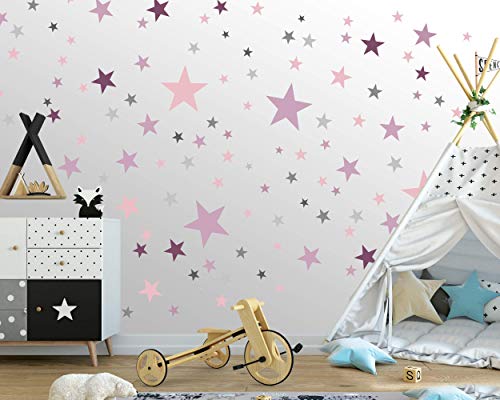ELES VIDA - 50 Sterne Wandtattoo fürs Kinderzimmer - Wandsticker Set - Pastell Farben, Baby Sternenhimmel zum Kleben Wandaufkleber Sticker Wanddeko - Kleinkinder, Rauhfaser, Grau-Pink-Lila ELES VIDA - 50 Sterne Wandtattoo fürs Kinderzimmer - Wandsticker Set - Pastell Farben, Baby Sternenhimmel zum Kleben Wandaufkleber Sticker Wanddeko - Kleinkinder, Rauhfaser, Grau-Pink-Lila von ELES VIDA