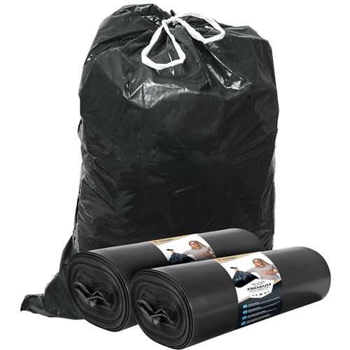 Müllsäcke 120L Schwarz mit ZUGBAND - Reißfest - Abfallbeutel XXL - Müllbeutel - 40 µ Stark - LDPE Recycelt - Großer Müllsack - 120 Liter - Mülltüten - Hausmüll, Gewerbe, Industrie, 50 Beutel, 2 Rollen Müllsäcke 120L Schwarz mit ZUGBAND - Reißfest - Abfallbeutel XXL - Müllbeutel - 40 µ Stark - LDPE Recycelt - Großer Müllsack - 120 Liter - Mülltüten - Hausmüll, Gewerbe, Industrie, 50 Beutel, 2 Rollen von ELES VIDA