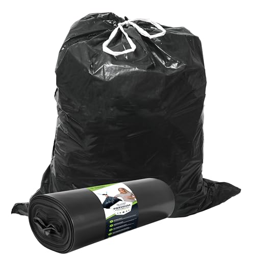 Müllsäcke 60L Schwarz mit ZUGBAND - Reißfest - Abfallbeutel XXL - Müllbeutel - 40 µ Stark - LDPE Recycelt - Großer Müllsack - 60 Liter - Mülltüten - Hausmüll, Gewerbe, Industrie - 25 Beutel - 1 Rolle Müllsäcke 60L Schwarz mit ZUGBAND - Reißfest - Abfallbeutel XXL - Müllbeutel - 40 µ Stark - LDPE Recycelt - Großer Müllsack - 60 Liter - Mülltüten - Hausmüll, Gewerbe, Industrie - 25 Beutel - 1 Rolle von ELES VIDA