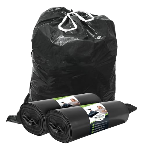 Müllsäcke 60L Schwarz mit ZUGBAND - Reißfest - Abfallbeutel XXL - Müllbeutel - 40 µ Stark - LDPE Recycelt - Großer Müllsack - 60 Liter - Mülltüten - Hausmüll, Gewerbe, Industrie - 50 Beutel – 2 Rollen Müllsäcke 60L Schwarz mit ZUGBAND - Reißfest - Abfallbeutel XXL - Müllbeutel - 40 µ Stark - LDPE Recycelt - Großer Müllsack - 60 Liter - Mülltüten - Hausmüll, Gewerbe, Industrie - 50 Beutel – 2 Rollen von ELES VIDA
