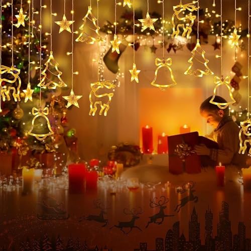 ELEUTH 12 Sterne LED Lichterkette, Weihnachtsdeko Innen Lichtervorhang 138LEDs 8 Modi und Timer,IP44 Weihnachtsbeleuchtung Außen für Fenster,Schlafzimmer,Garten,Balkon,Warmweiß ELEUTH 12 Sterne LED Lichterkette, Weihnachtsdeko Innen Lichtervorhang 138LEDs 8 Modi und Timer,IP44 Weihnachtsbeleuchtung Außen für Fenster,Schlafzimmer,Garten,Balkon,Warmweiß von ELEUTH