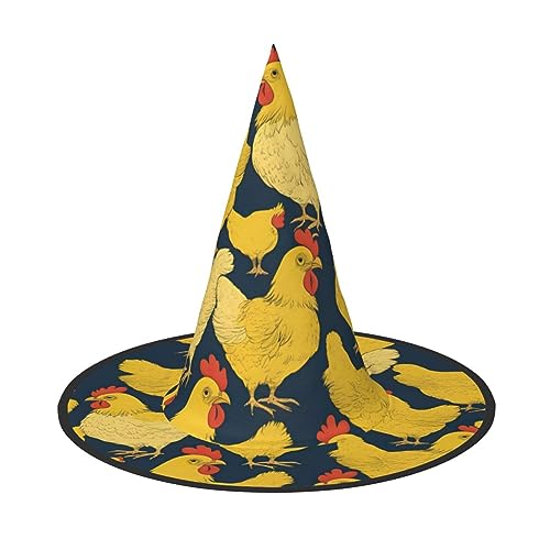 ELFcat Hexenhüte für Damen, Halloween-Hexenhüte für Dekoration, Zaubererhut, Maskerade, Cosplay-Kostüm, gelbes Huhn, 3 Stück von ELFcat