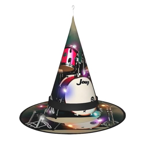 ELFcat Hexenhüte für Damen, Halloween-Hexenhüte mit Licht für Dekoration, Zaubererhut, Jazztrommel, 3 Stück von ELFcat