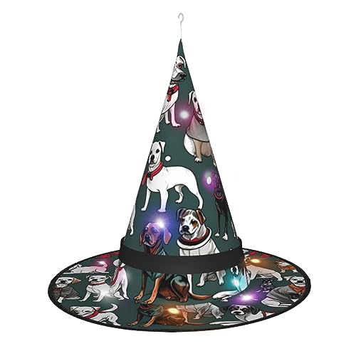 ELFcat Hexenhüte für Damen, Halloween-Hexenhüte mit Licht für Dekoration, Zaubererhut, Knochen und Hundekrallen, 3 Stück von ELFcat