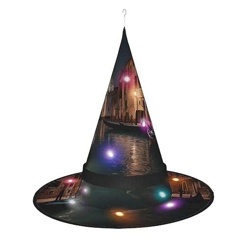 ELFcat Hexenhüte für Frauen, Halloween-Hexenhüte mit Licht für Dekoration, Zaubererhut, Venedignacht, 3 Stück von ELFcat