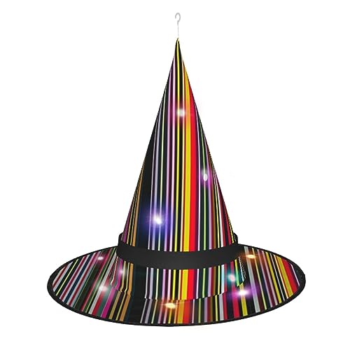 ELFcat Hexenhüte für Frauen, Halloween-Hexenhüte mit Licht für Dekoration, Zaubererhut, farbige Streifen, vertikal, 3 Stück von ELFcat