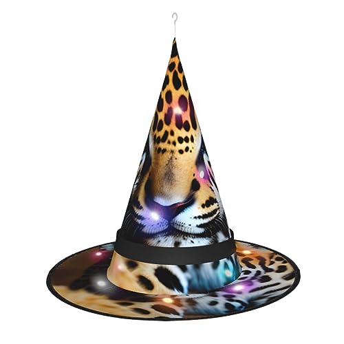 ELFcat Hexenhüte für Frauen, Halloween-Hexenhüte mit Licht für Dekoration, Zaubererhut, niedlicher Baby-Jaguar, 3 Stück von ELFcat