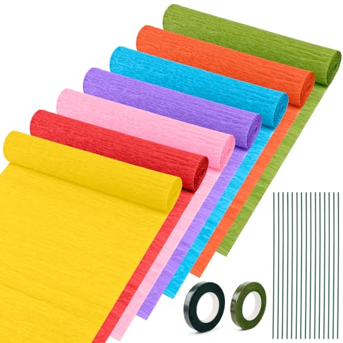 Krepppapier 7 Rollen Krepppapier Pastell Regenbogen Bunt Zum Basteln Crepe Papier Krepppapier Blumen DIY Florale Kunstwerke für Hochzeit Geburtstag Weihnachten Valentinstag mit 15x Äste 2x Klebeband Krepppapier 7 Rollen Krepppapier Pastell Regenbogen Bunt Zum Basteln Crepe Papier Krepppapier Blumen DIY Florale Kunstwerke für Hochzeit Geburtstag Weihnachten Valentinstag mit 15x Äste 2x Klebeband von ELICNA