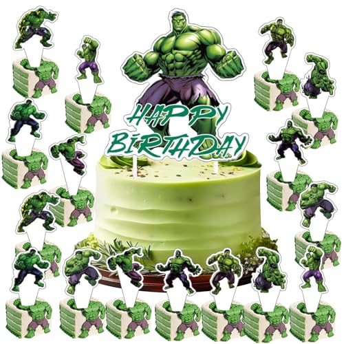 Hulk Geburtstagsdekorationen, großer Hulk-Kuchenaufsatz mit 6 Stück Cupcake-Topper, Superhelden-Kuchenaufsätze, Superhelden-Party-Dekorationen, Superher-Party-Jungen-Geburtstagsdekoration Hulk Geburtstagsdekorationen, großer Hulk-Kuchenaufsatz mit 6 Stück Cupcake-Topper, Superhelden-Kuchenaufsätze, Superhelden-Party-Dekorationen, Superher-Party-Jungen-Geburtstagsdekoration von Elie&Eason