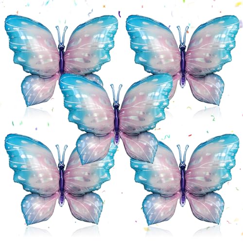 5 Stück Schmetterling Luftballons, Blau Schmetterling Folienballons, Helium Ballon Schmetterling für Deko Geburtstag Mädchen,Baby Shower, Schmetterling Themen Party, Hochzeit 5 Stück Schmetterling Luftballons, Blau Schmetterling Folienballons, Helium Ballon Schmetterling für Deko Geburtstag Mädchen,Baby Shower, Schmetterling Themen Party, Hochzeit von ELIHANA