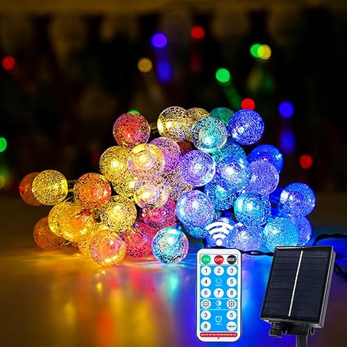 ELINKUME Solar Lichterkette Aussen 50 LED 7M Lichterkette Außen Solar mit Fernbedienung, mehrfarbige Kristallkugel, 8-Modi, Wasserdicht, geeignet für Garten, Terrasse, Hochzeit, Party Dekoration ELINKUME Solar Lichterkette Aussen 50 LED 7M Lichterkette Außen Solar mit Fernbedienung, mehrfarbige Kristallkugel, 8-Modi, Wasserdicht, geeignet für Garten, Terrasse, Hochzeit, Party Dekoration von ELINKUME
