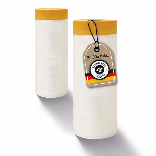 ELITE 2x Turbo Cover Gold 1100 mm x 33 m - Goldband-Masker, Abdeckfolie Maler, Klebeband mit Folie, extra dünnes original WASHI-Spezialpapier, 6 Wochen UV-beständig von ELITE