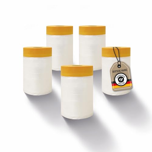 ELITE 5x Turbo Cover Gold 550mm x 33 m - Goldband-Masker, Abdeckfolie Maler, Klebeband mit Folie, extra dünnes original WASHI-Spezialpapier, 6 Wochen UV-beständig von ELITE