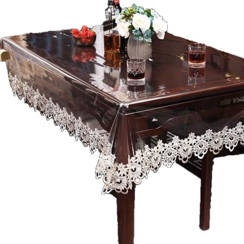 ELIXINFAZ Vinyl-PVC-Spitzentischdecke, wasserdicht, ölbeständig, transparent, kein Waschen, Couchtisch, Esstisch, Tischdecke von ELIXINFAZ