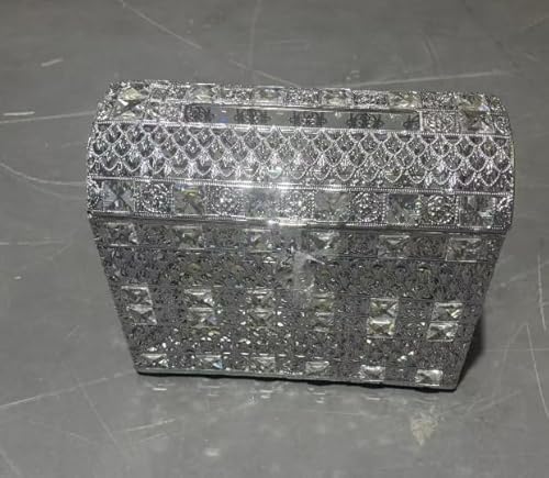 ELLDOO Kristall-Hochzeitskarten-Box mit Herzschloss, Vintage-Geldkarten-Box, Schatztruhe, Silber, Geschenk für Hochzeitsempfänge, Tafelaufsatz, Dekoration, Jahrestagsandenken, Geschenk, große Größe ELLDOO Kristall-Hochzeitskarten-Box mit Herzschloss, Vintage-Geldkarten-Box, Schatztruhe, Silber, Geschenk für Hochzeitsempfänge, Tafelaufsatz, Dekoration, Jahrestagsandenken, Geschenk, große Größe von ELLDOO