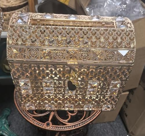 ELLDOO Kristall-Hochzeitskarten-Box mit Herzschloss, Vintage-Geldkarten-Box, Schatztruhe, goldfarben, Geschenk für Hochzeitsempfänge, Tafelaufsatz, Jahrestag, Andenken, Geschenk, kleine Größe ELLDOO Kristall-Hochzeitskarten-Box mit Herzschloss, Vintage-Geldkarten-Box, Schatztruhe, goldfarben, Geschenk für Hochzeitsempfänge, Tafelaufsatz, Jahrestag, Andenken, Geschenk, kleine Größe von ELLDOO
