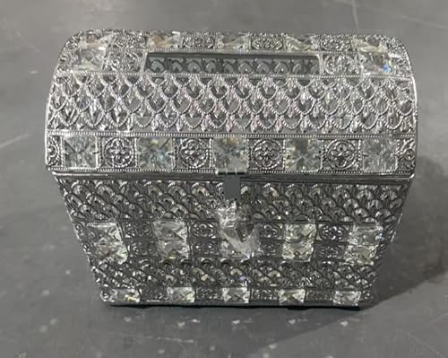 ELLDOO Kristall-Hochzeitskartenbox mit Herzschloss, Vintage-Geldkarten-Box, Schatztruhe, Silber, Geschenk für Hochzeitsempfänge, Tafelaufsatz, Dekoration, Jahrestagsandenken, Geschenk, kleine Größe ELLDOO Kristall-Hochzeitskartenbox mit Herzschloss, Vintage-Geldkarten-Box, Schatztruhe, Silber, Geschenk für Hochzeitsempfänge, Tafelaufsatz, Dekoration, Jahrestagsandenken, Geschenk, kleine Größe von ELLDOO