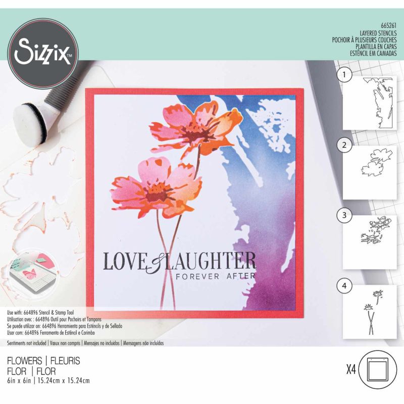 Layered Stencils Flowers by Olivia Rose von Sizzix