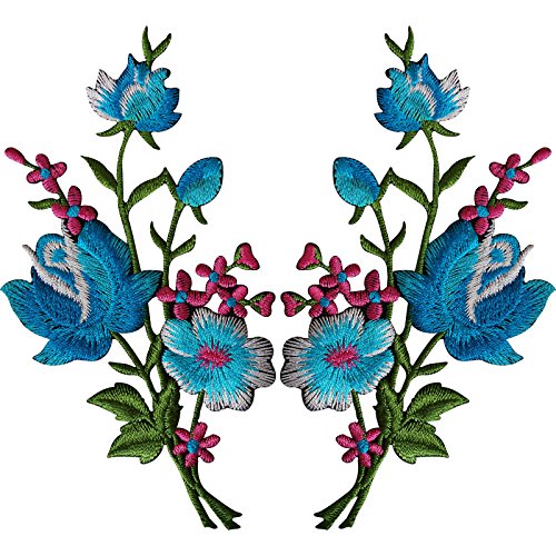 Ein Paar bestickte Blumenaufnäher, zum Aufbügeln oder Aufnähen, für Bastelarbeiten Ein Paar bestickte Blumenaufnäher, zum Aufbügeln oder Aufnähen, für Bastelarbeiten von ELLU