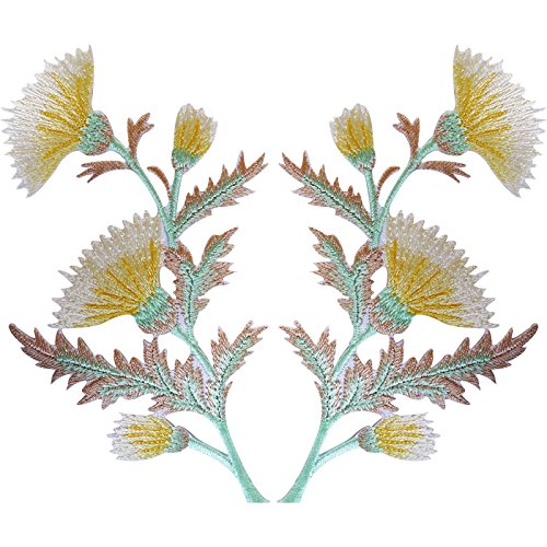 1 Paar gelbe Distelblumen-Aufnäher zum Aufbügeln auf Jacken, Taschen, Blumen von ELLU