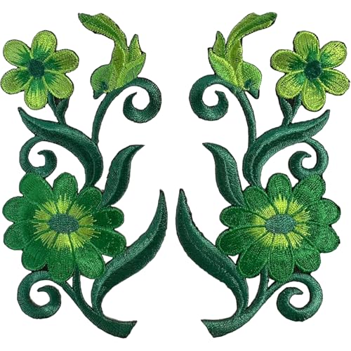 1 Paar grüne Vogel-Blumen-Patches zum Aufbügeln oder Aufnähen, Kunst und Handwerk, besticktes Abzeichen 1 Paar grüne Vogel-Blumen-Patches zum Aufbügeln oder Aufnähen, Kunst und Handwerk, besticktes Abzeichen von ELLU