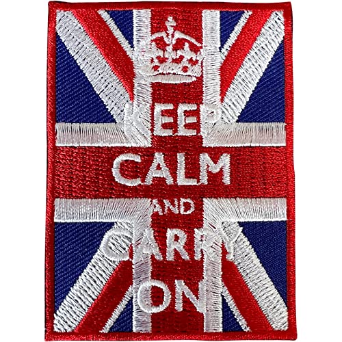 Aufbügel Patches Aufnäher mit britischer Flagge, zum Aufbügeln oder Aufnähen auf Kleidung, britischer Kronenkrieg, besticktes Abzeichen Keep Calm and Carry On Aufbügel Patches Aufnäher mit britischer Flagge, zum Aufbügeln oder Aufnähen auf Kleidung, britischer Kronenkrieg, besticktes Abzeichen Keep Calm and Carry On von ELLU