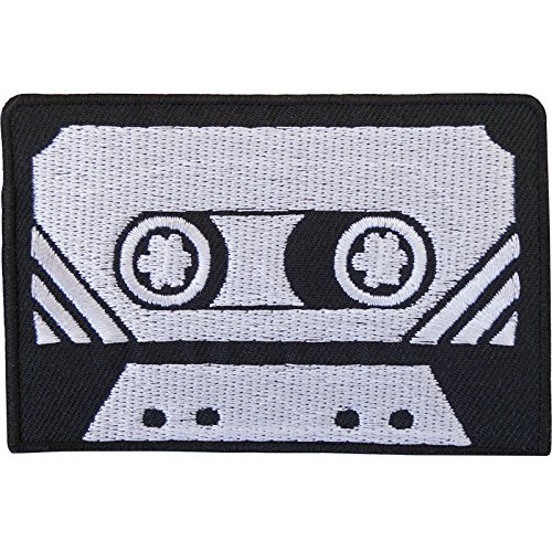 Schwarz Grau Retro Kassette Tape bestickt Eisen/Nähen auf Patch T-Shirt Tasche Badge von ELLU
