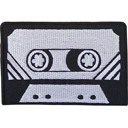 Aufnäher/Aufbügler/T-Shirt-Tasche, Retro-Kassetten-Motiv, Schwarz/Grau Aufnäher/Aufbügler/T-Shirt-Tasche, Retro-Kassetten-Motiv, Schwarz/Grau von ELLU
