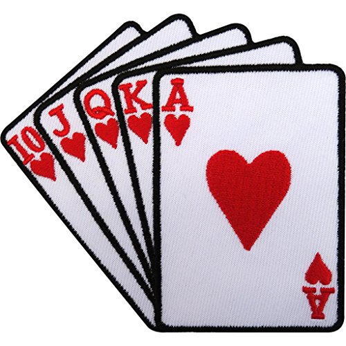Aufnäher „Spielkarten“, bestickt zum Aufbügeln oder Aufnähen auf T-Shirts oder Taschen - Badge für Casino oder Biker von ELLU