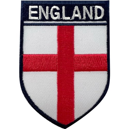 Aufnäher mit England-Flagge, zum Aufbügeln oder Aufnähen, für T-Shirt, UK GB, Fußball, bestickt von ELLU