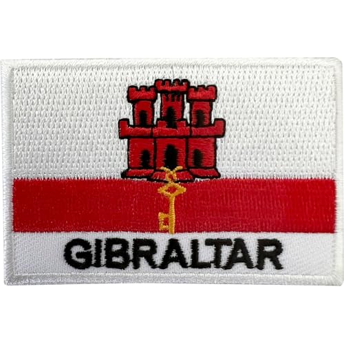 Aufnäher mit Gibraltar-Flagge, zum Aufbügeln oder Aufnähen, britisches Überseegebiet, bestickt von ELLU