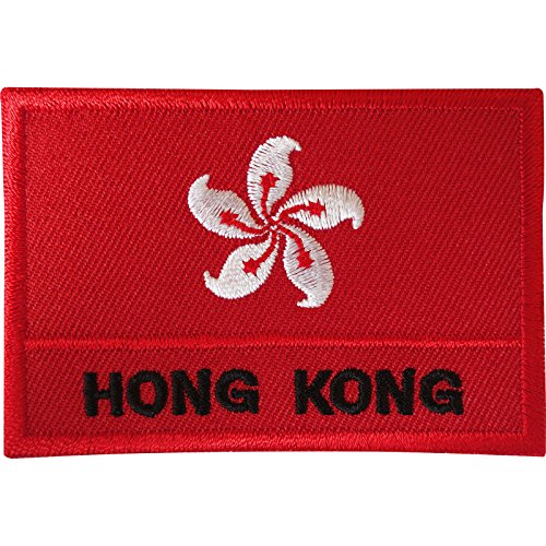 Aufnäher mit Hongkong-Flagge, zum Aufnähen oder Aufbügeln, Stoff, Jacke, Jeans, Tasche, Hut, bestickt von ELLU