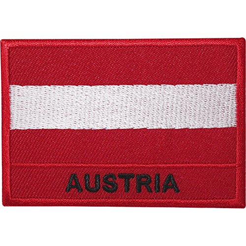Aufnäher mit Österreichischer Flagge, bestickt, zum Aufbügeln oder Aufnähen von ELLU