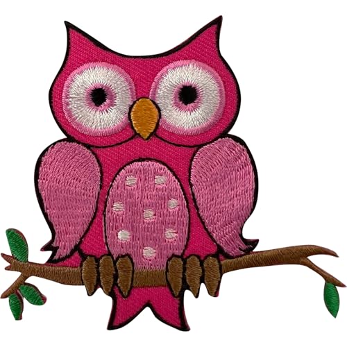 Aufnäher mit rosa Eule, zum Aufbügeln oder Aufnähen, Stoff, Denim-Tasche, Vogel, Tier, besticktes Abzeichen Aufnäher mit rosa Eule, zum Aufbügeln oder Aufnähen, Stoff, Denim-Tasche, Vogel, Tier, besticktes Abzeichen von ELLU