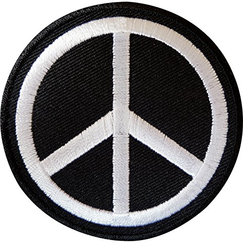 ELLU Aufnäher zum Aufbügeln mit Peace-Zeichen, Symbol zum Aufnähen, auf Stoff, Jacke, Jeans, Tasche - Mittel, Rund, 6,8 cm breit und 6,8 cm hoch von ELLU