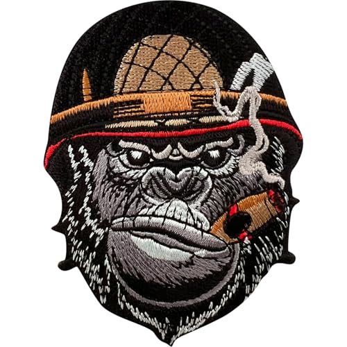 Aufnäher zum Aufbügeln oder Aufnähen, Motiv: Gorilla-Armee, Motiv: rauchende Zigarre, Militär, bestickt Aufnäher zum Aufbügeln oder Aufnähen, Motiv: Gorilla-Armee, Motiv: rauchende Zigarre, Militär, bestickt von ELLU
