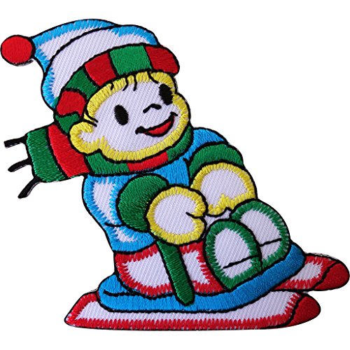 Bestickter Aufnäher zum Aufbügeln oder Aufnähen, Wintermütze, Schal, Handschuhe auf Schneeschlittenabzeichen von ELLU
