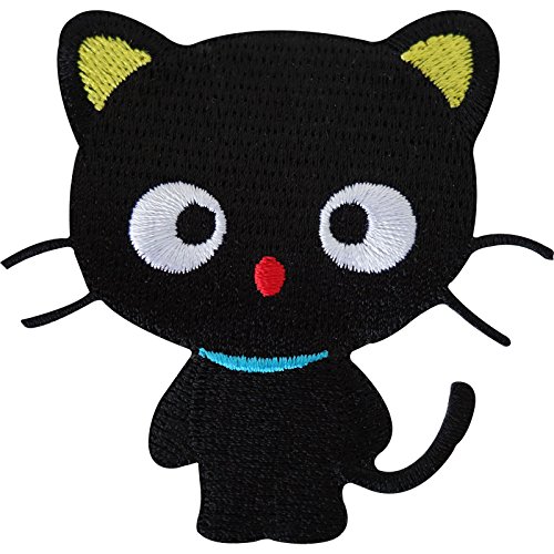 Bestickter Aufnäher zum Aufnähen oder Aufbügeln, Motiv: Lucky Black Cat von ELLU