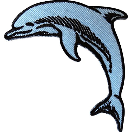 Bestickter Delfin-Aufnäher zum Aufbügeln oder Aufnähen, für Kleidung, Jeans, Taschen, Fische, Tierabzeichen von ELLU
