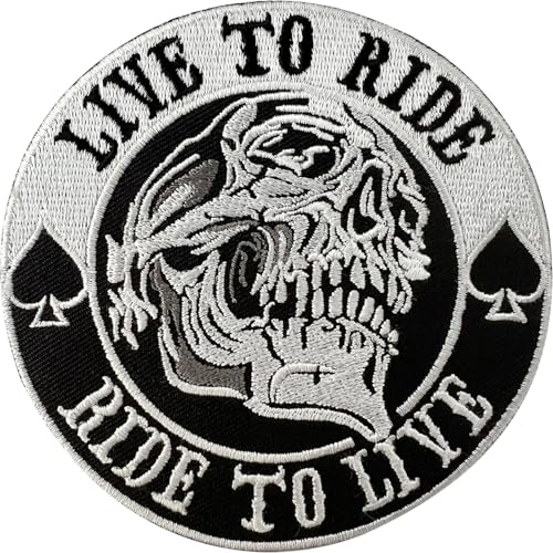 Biker Skull Spades Patch Iron Sew On Cloth Motorcycle Motorbike Embroidery Badge Biker Skull Spades Patch Iron Sew On Cloth Motorcycle Motorbike Embroidery Badge von ELLU