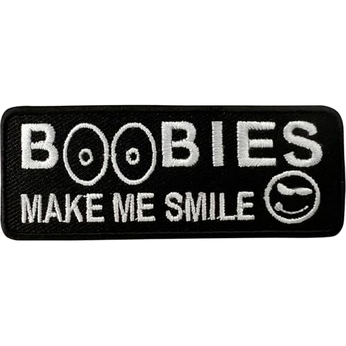 Boobies Make Me Smile besticktes Abzeichen zum Aufbügeln oder Aufnähen auf Biker-Motorradjacke, Weste Boobies Make Me Smile besticktes Abzeichen zum Aufbügeln oder Aufnähen auf Biker-Motorradjacke, Weste von ELLU