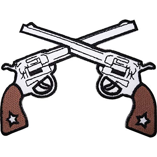 Cowboy Guns Aufbügeln Patch gesticktes Eisen/annähen Kleidung Hut Patch Sheriff Pistole Abzeichen von ELLU
