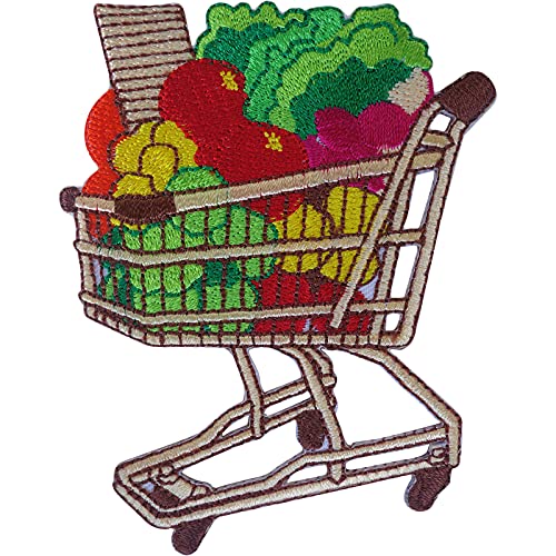 ELLU Einkaufswagen Aufnäher Aufbügeln Aufnähen Obst Gemüse Vegan gesticktes Abzeichen ELLU Einkaufswagen Aufnäher Aufbügeln Aufnähen Obst Gemüse Vegan gesticktes Abzeichen von ELLU