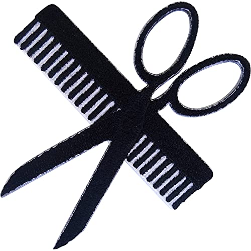 ELLU Friseur Kamm Schere Aufnäher Aufbügeln Aufnähen Kleidung Gesticktes Abzeichen ELLU Friseur Kamm Schere Aufnäher Aufbügeln Aufnähen Kleidung Gesticktes Abzeichen von ELLU