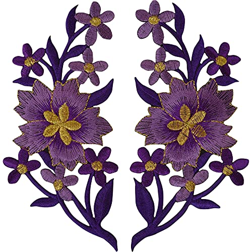 ELLU Paar Blumenaufnäher Aufbügeln auf Kleidung Jeans Blumen Stickerei Patch Abzeichen von ELLU